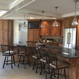 kitchen island with lots of seating