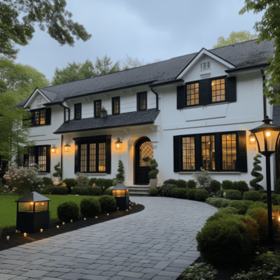 NJ home with exterior lighting as part of the renovation