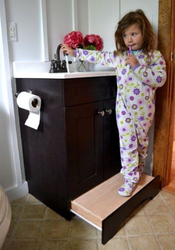 built-in step stool kids bathroom