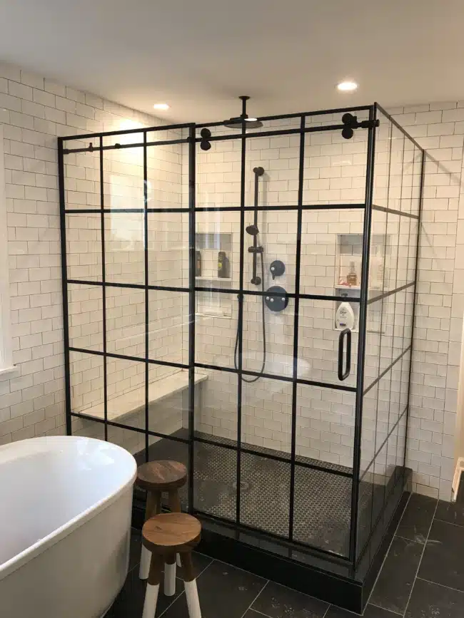 framed shower glass enclosure