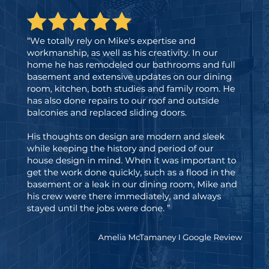 5-star google review for kitchens, bathrooms, and home repairs done by sei construction inc