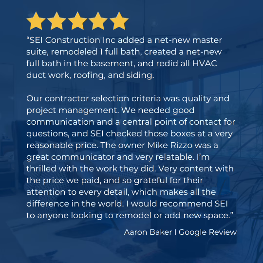 5-star review for contractor with good work, personality, and team