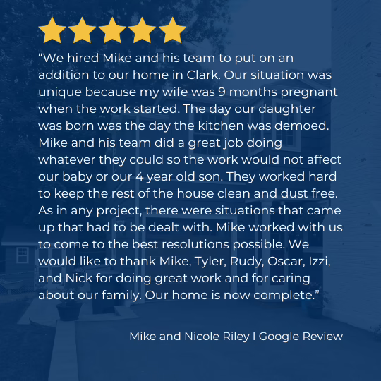 5-star review for home addition contractor in the area